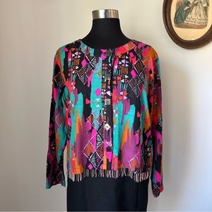 Vintage 1980s funky colorful blouse - Mango Bay